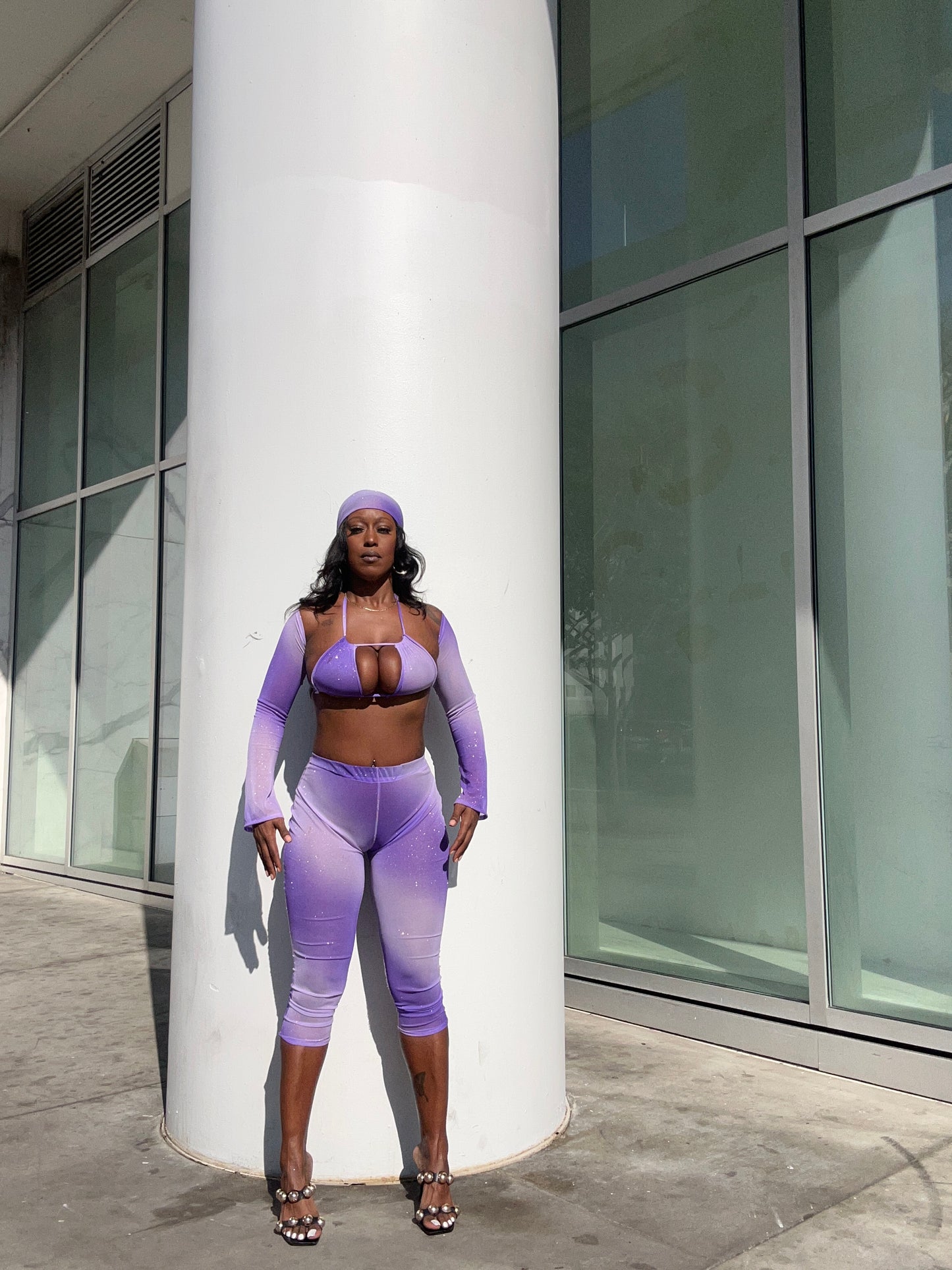 Mila Capri Set- Purple Ombré
