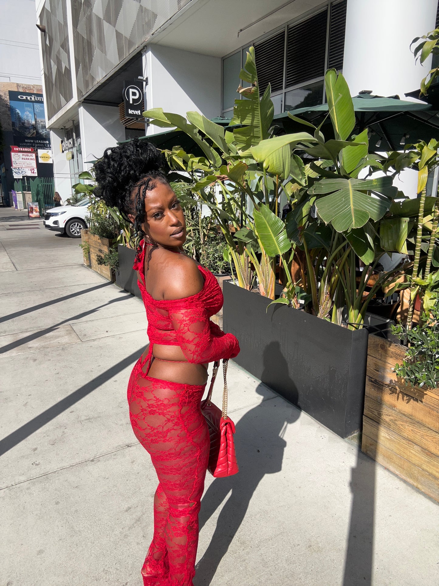 Hanna Pants Set - Red lace