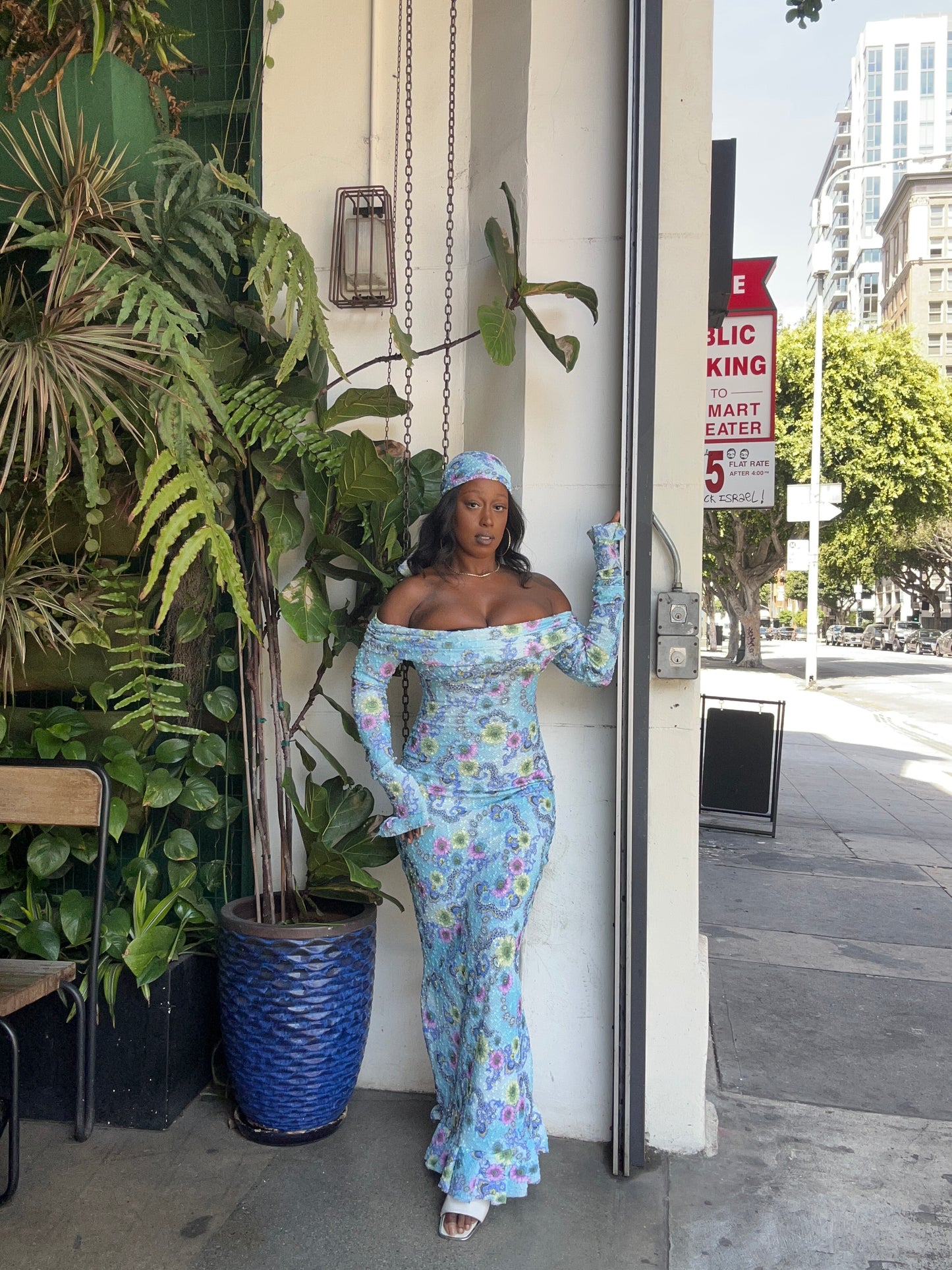 Hana Maxi Dress Set- Blue
