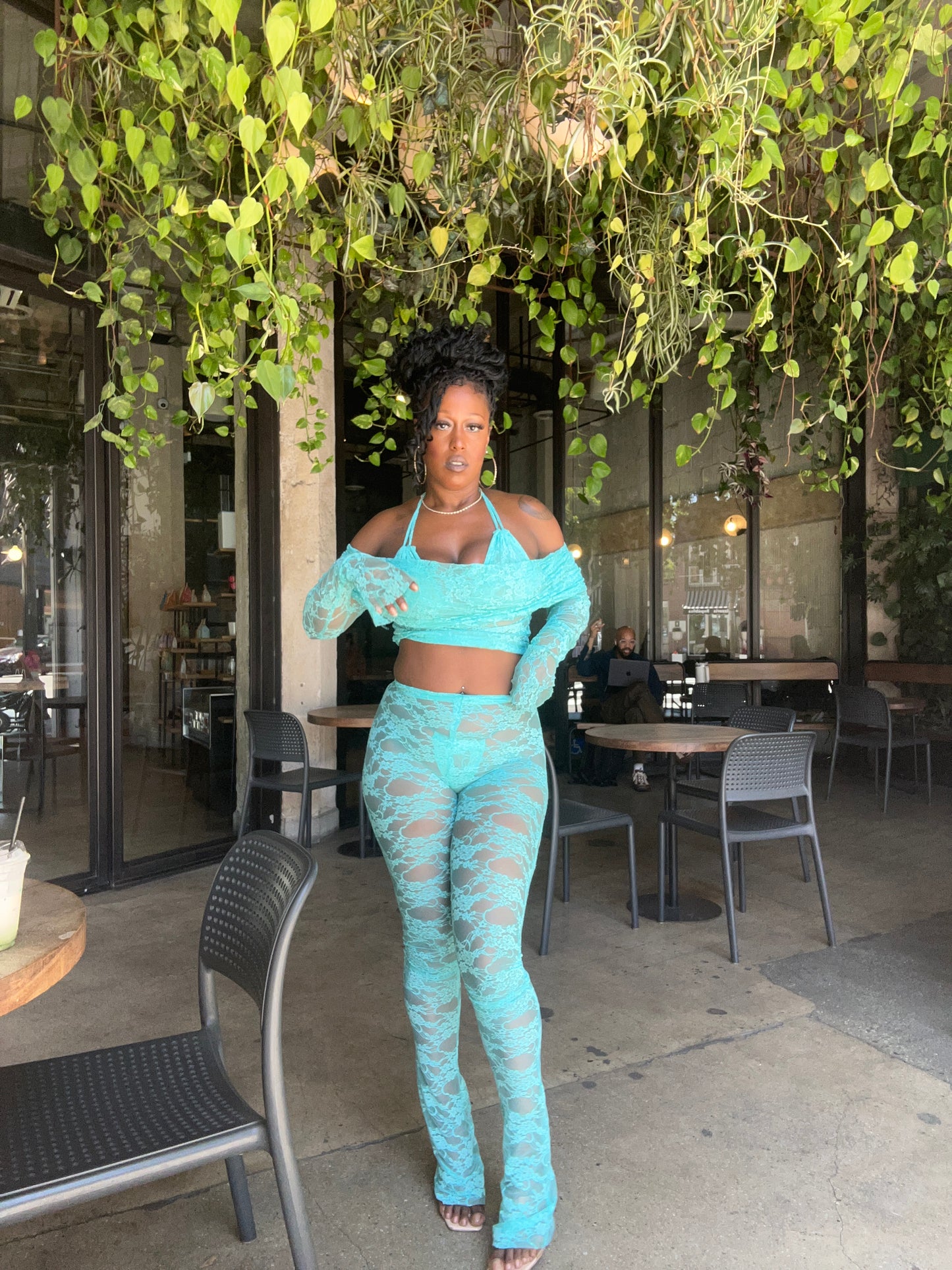 Hanna Pants Set - Tiffany Blue Lace