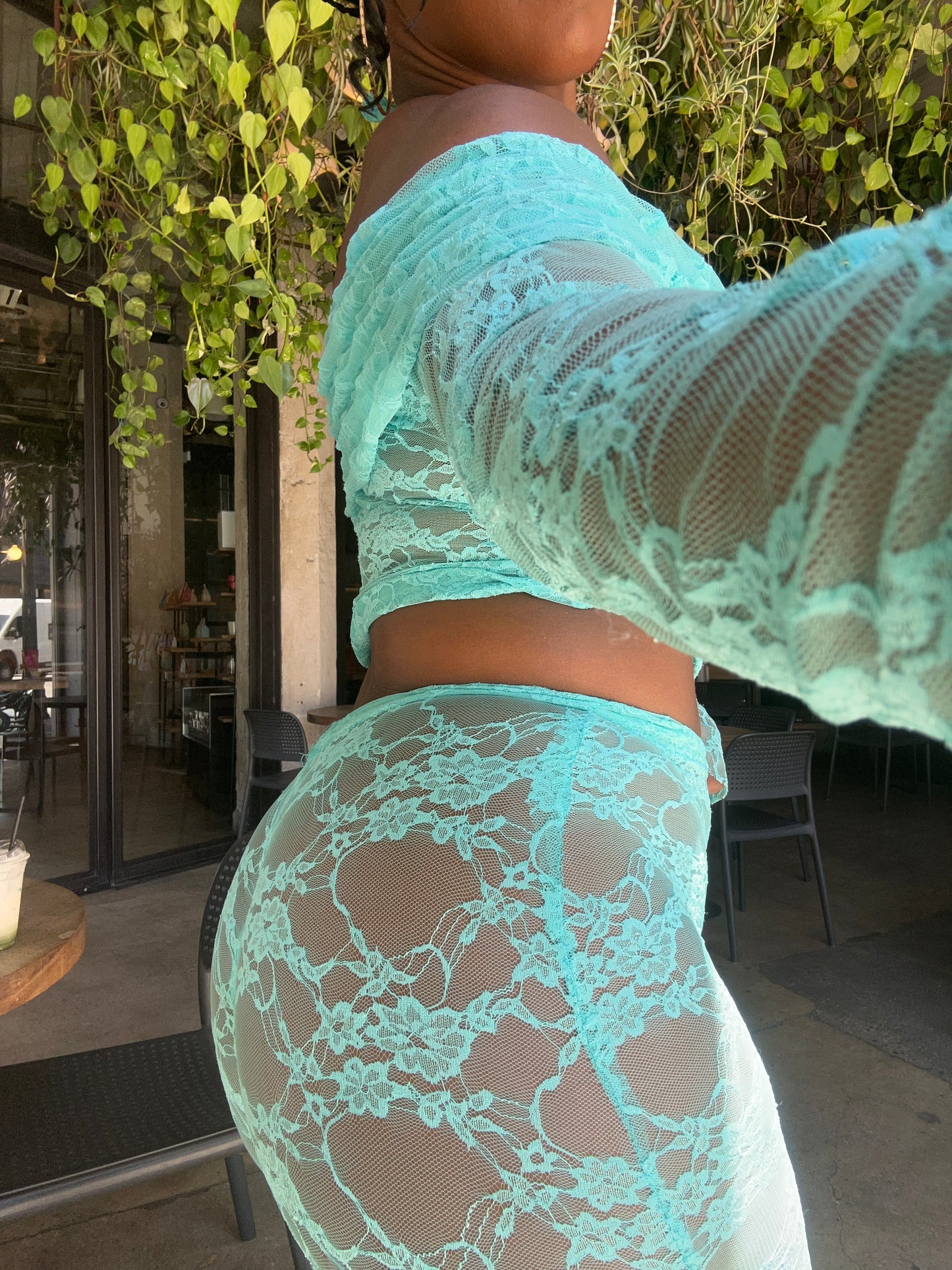 Hanna Pants Set - Tiffany Blue Lace