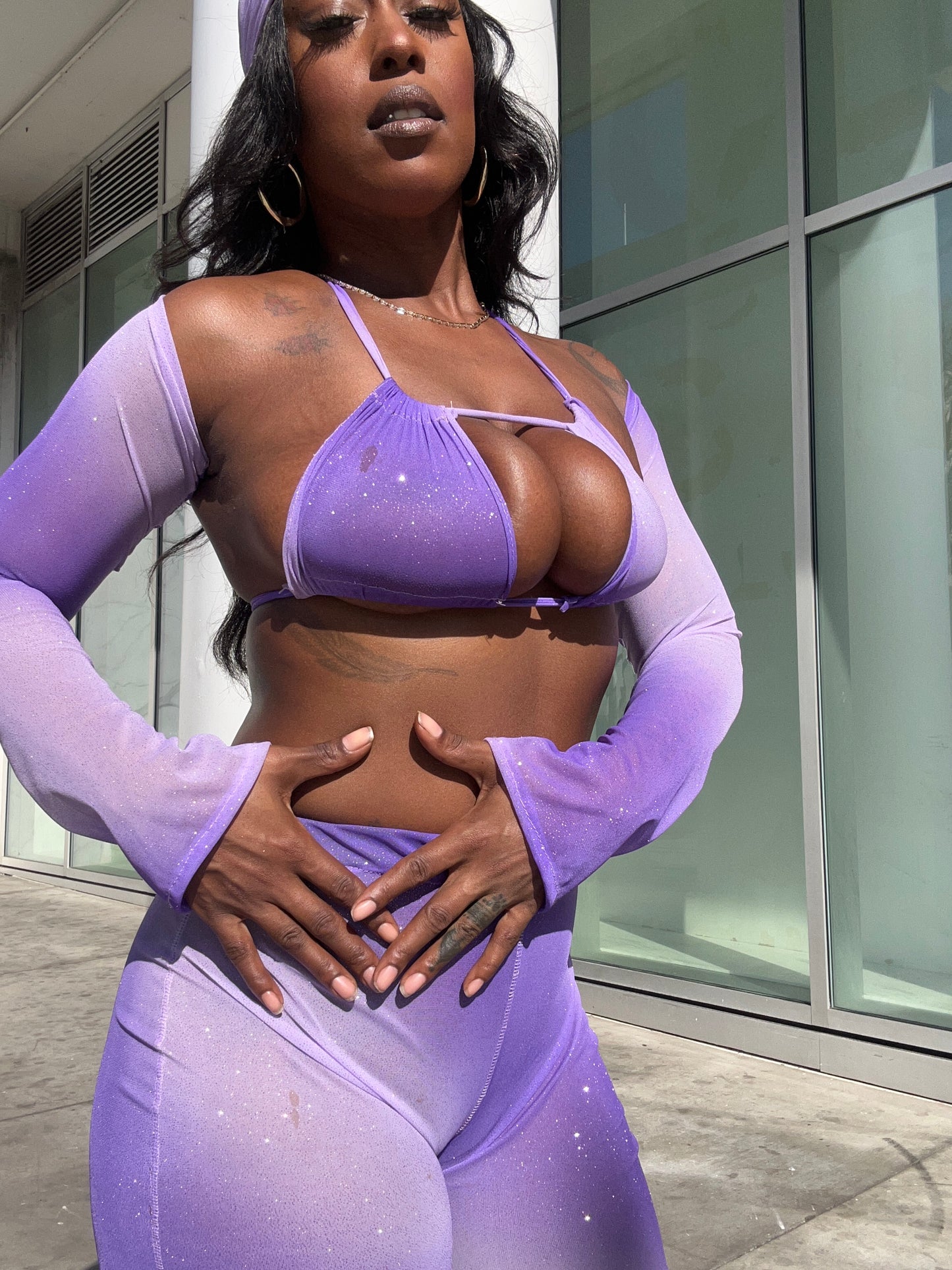 Mila Capri Set- Purple Ombré
