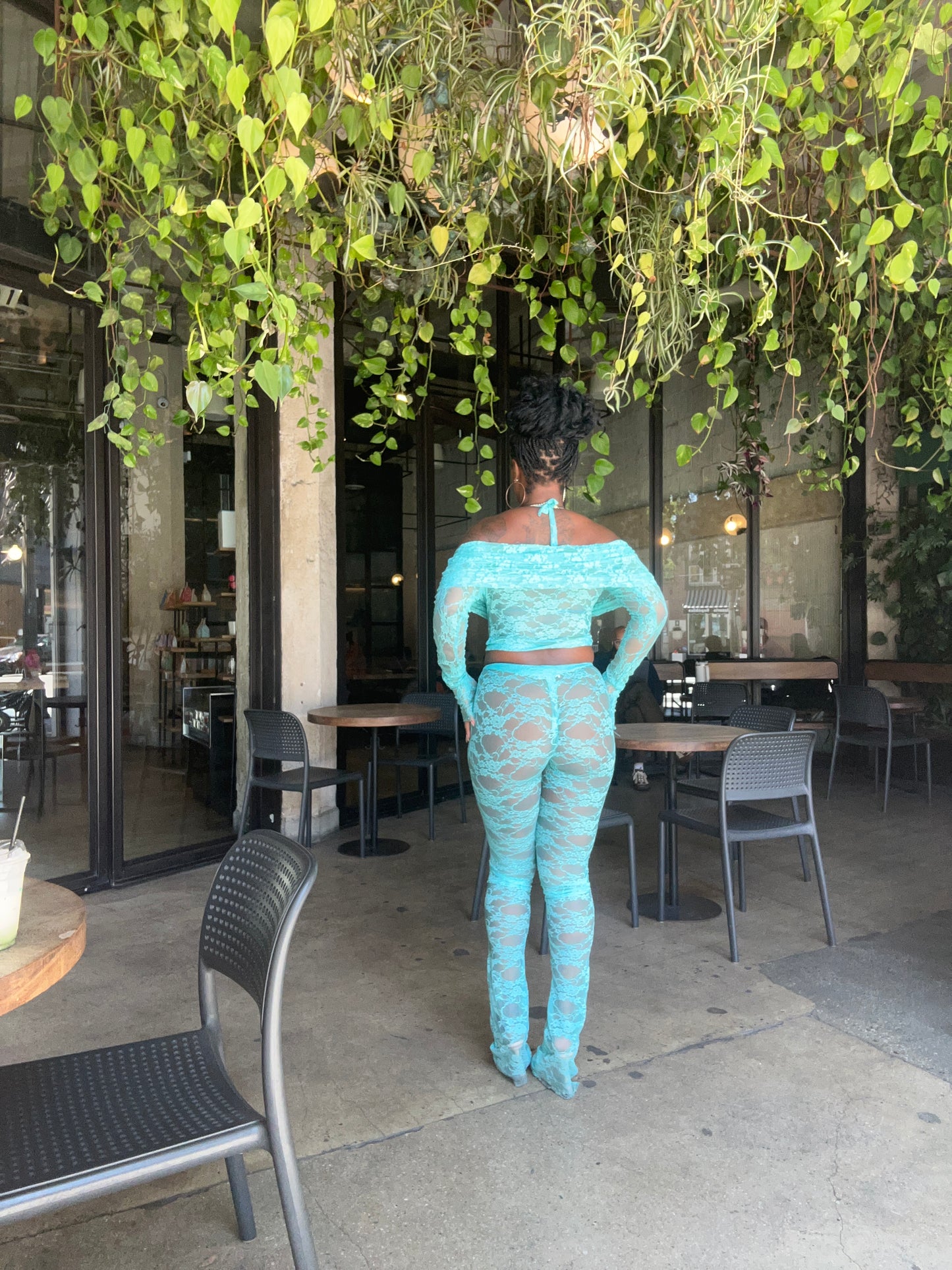 Hanna Pants Set - Tiffany Blue Lace