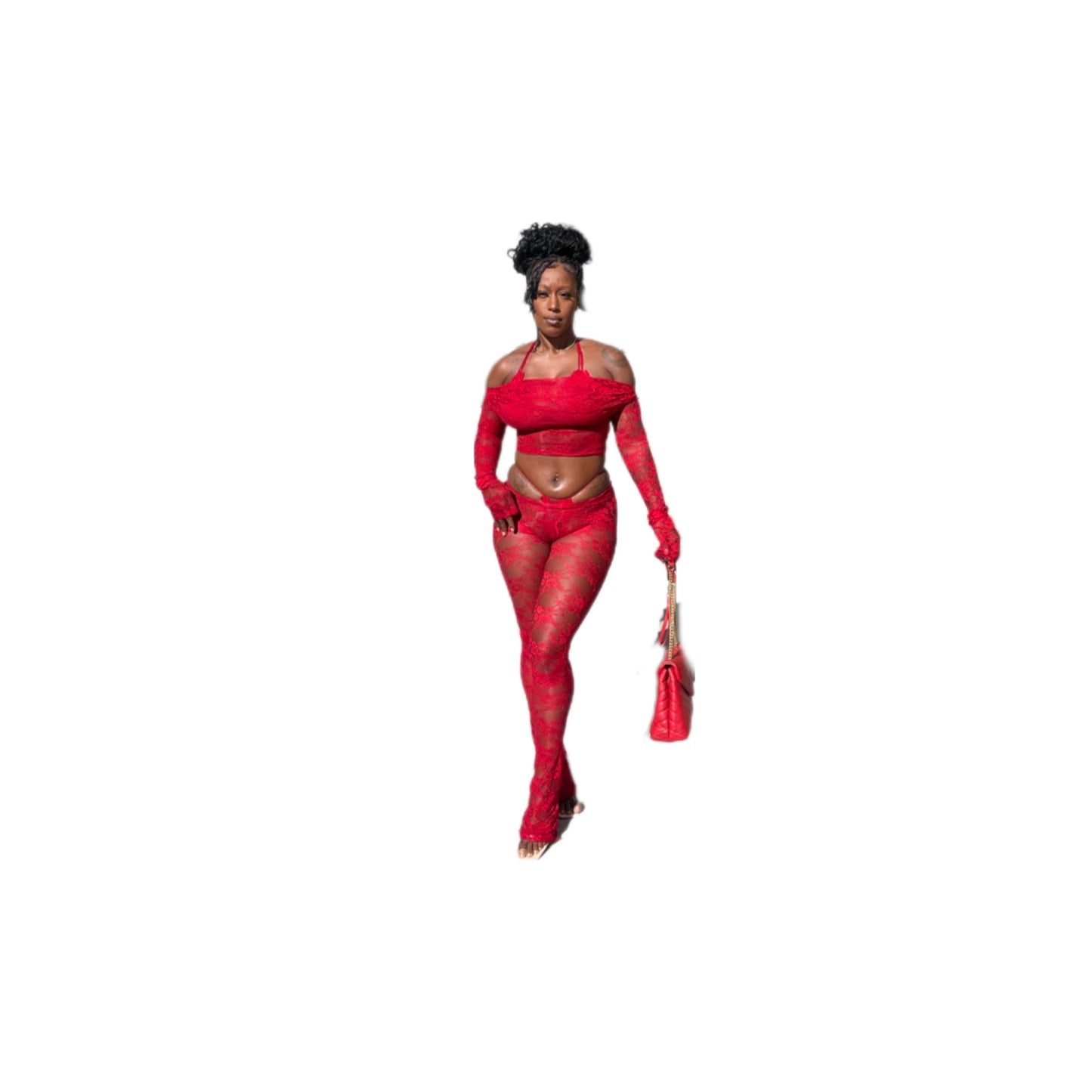 Hanna Pants Set - Red lace