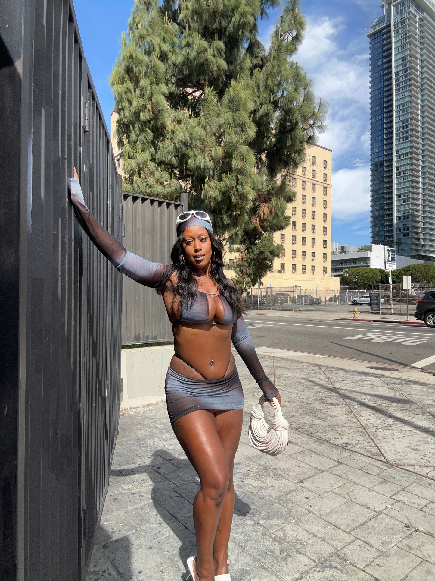 Zaria Mini Skirt Set- Black Ombré
