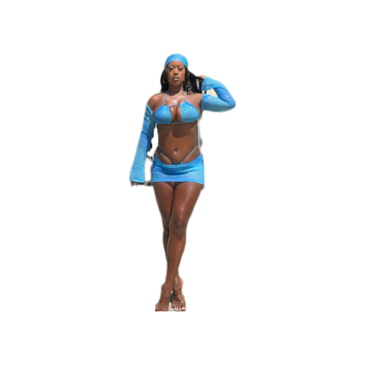 Zaria Mini Skirt Set- Blue Ombré